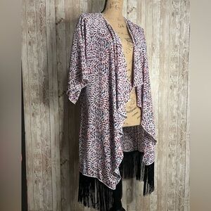 LulaRoe Colorful Polka Dot Kimono with Fringe